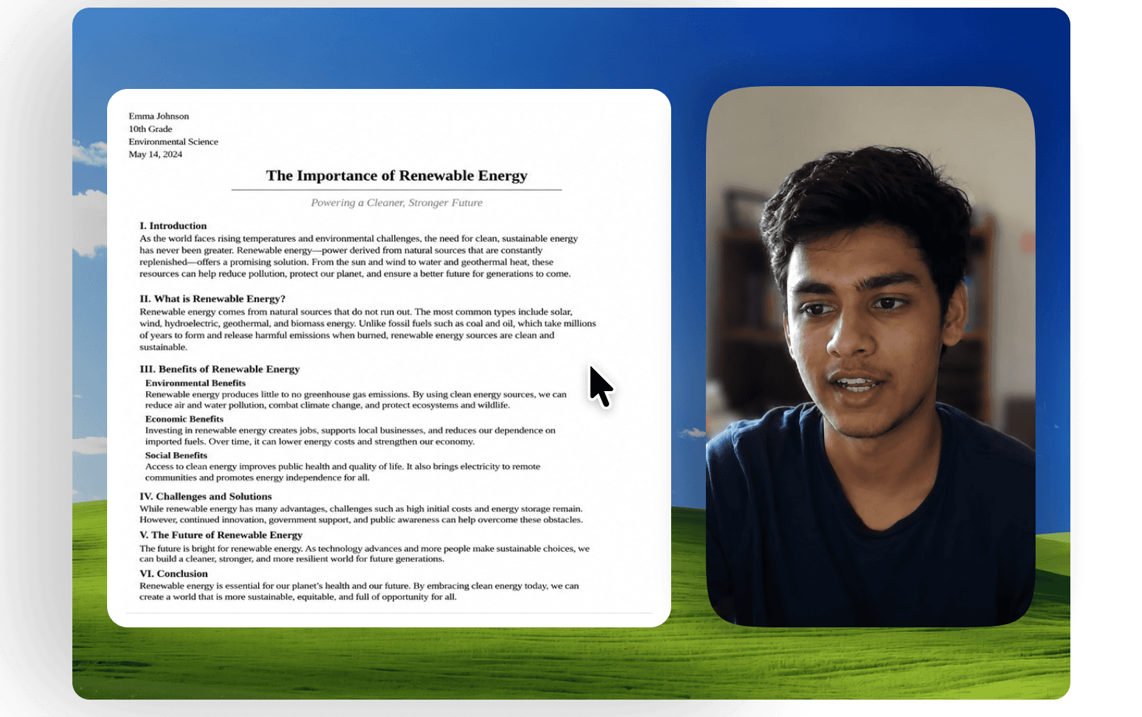 Student screen recording polished in Pane Studio