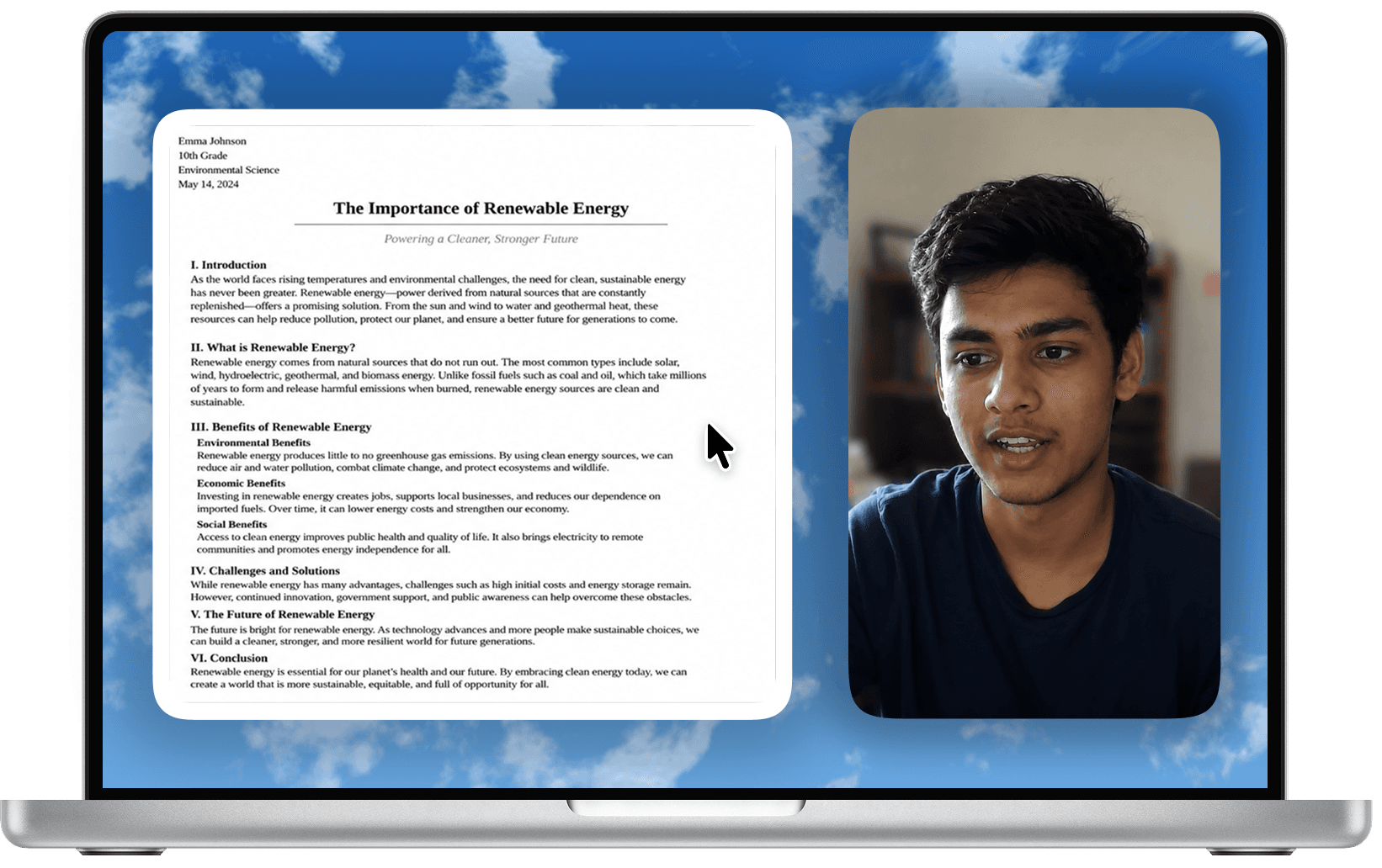Student screen recording polished in Pane Studio