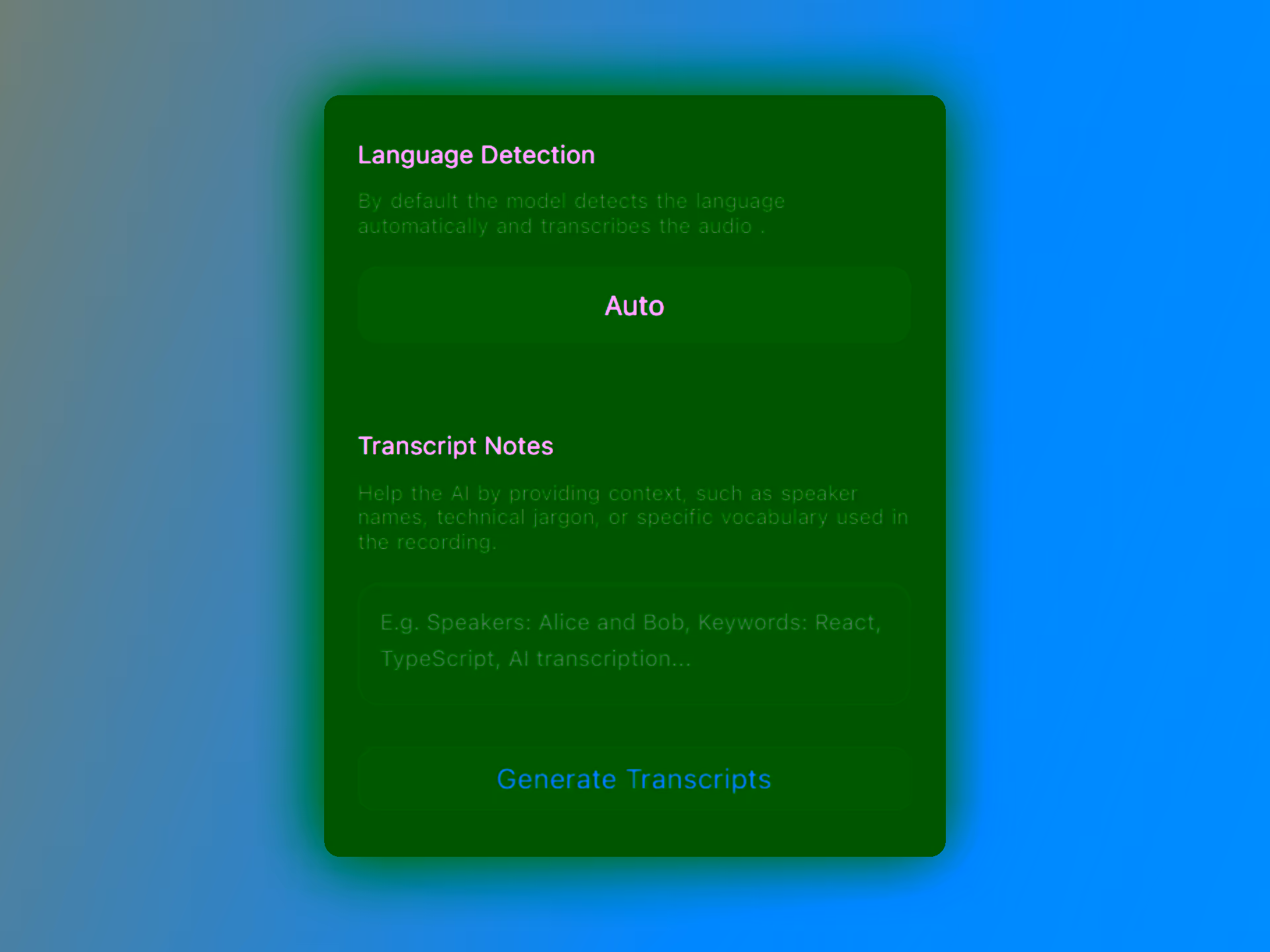 Transcript controls